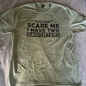 Men’s short sleeve cotton t-shirt dad of two daughters funny Father’s Day Green